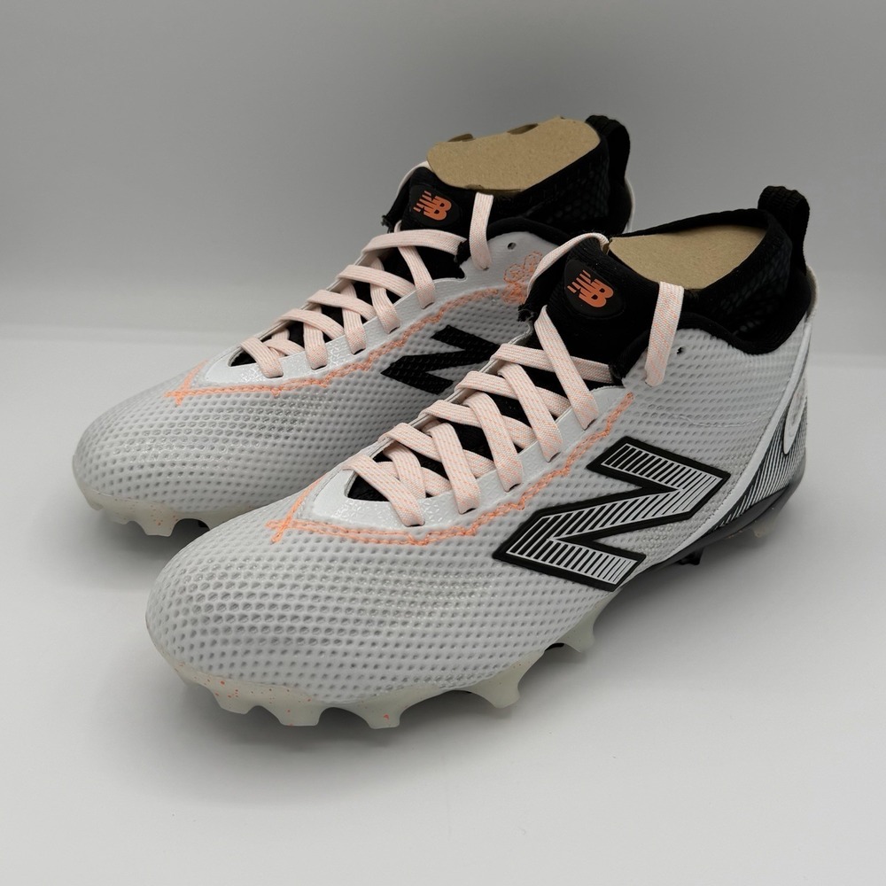 New Balance FreezeLX v5 Lacrosse Cleats Mens Size 8 White Black Hot Mango